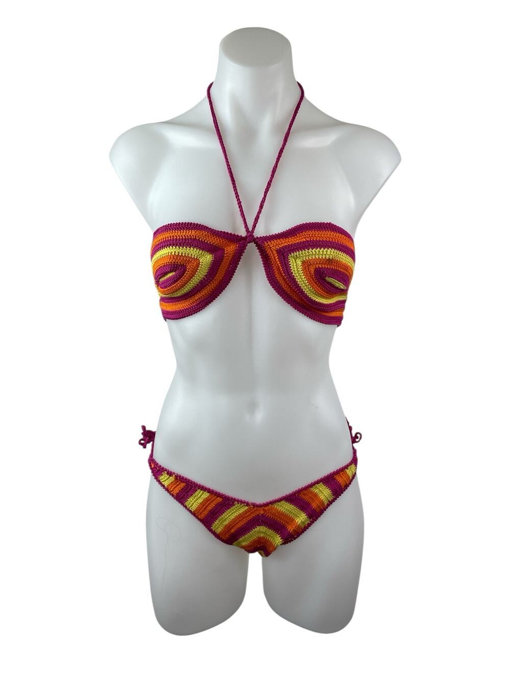 Solid & Striped Azalea Women's Multicolor Crochet Halter Top Bikini Swimwear XL
